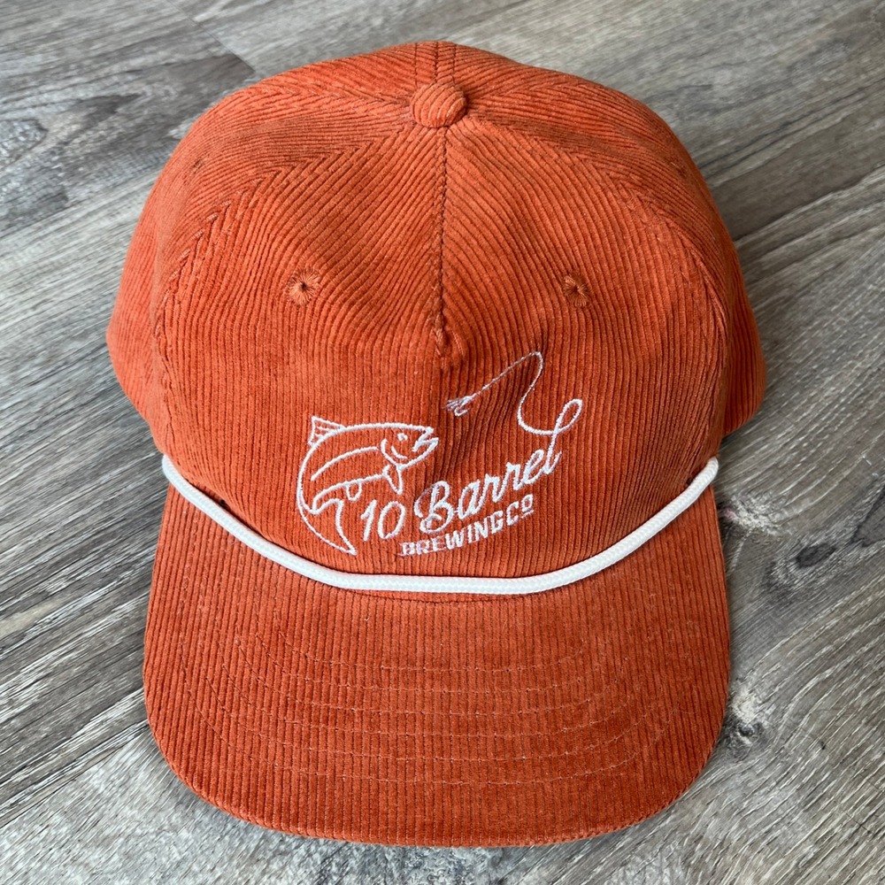 10 Barrel Brewing Co Orange Corduroy Snapback Rope Hat Fish Embroidery 4600